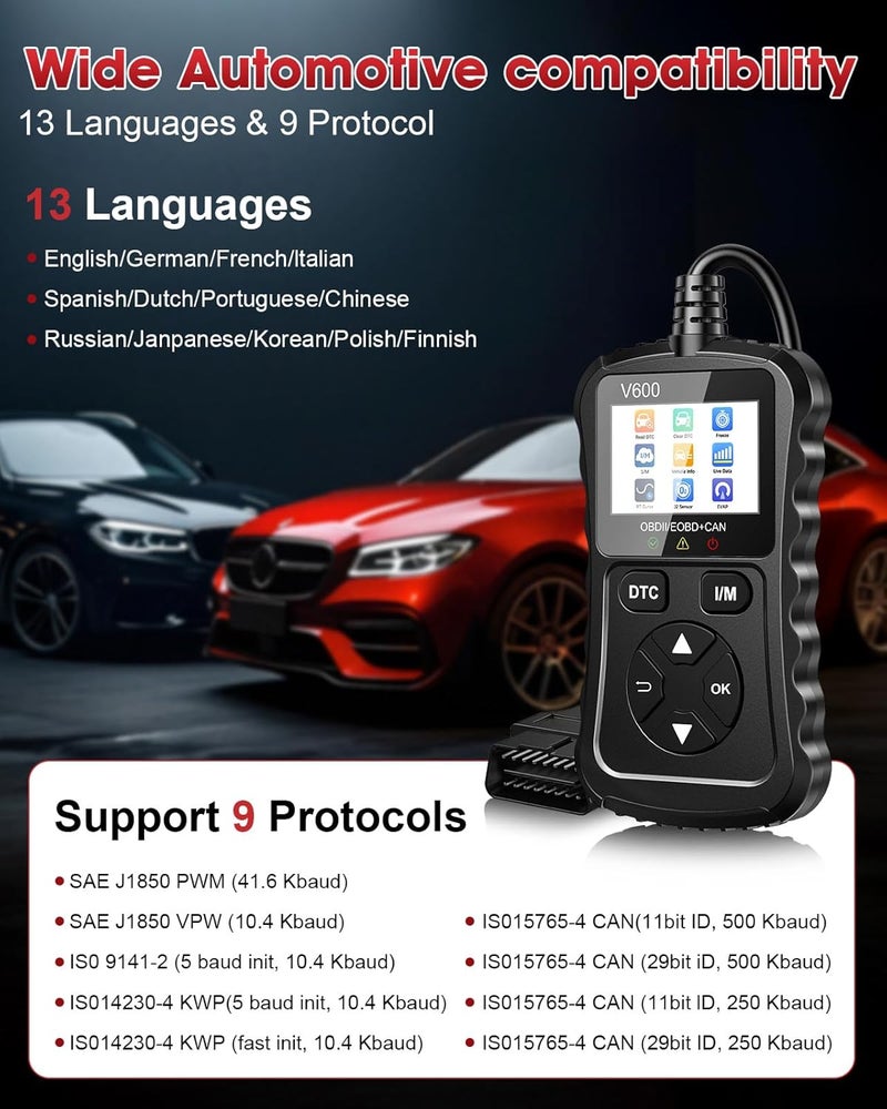 Xiauodo OBD2 Scanner Car Code Reader Support Voltage Test Plug and Play Fixd Car CAN Diagnostic Scan Tool Read and Clear Engine Error Codes for All OBDII Protocol Vehicles Since 1996（Black） - Image 5